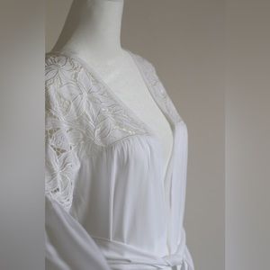 Revel Rey Andie Balloon-sleeve Duster W/ Embroidery In Cream Linen